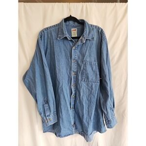 Dickies Men's Blue Long Sleeve Denim Workwear Shirt Xl